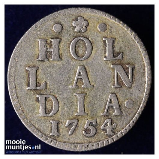 Holland - Zilveren duit - 1754 (kant A)