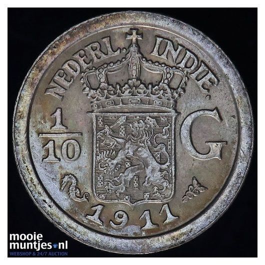 Nederlands-Indi&euml; - 1/10 gulden - 1910 (kant A)
