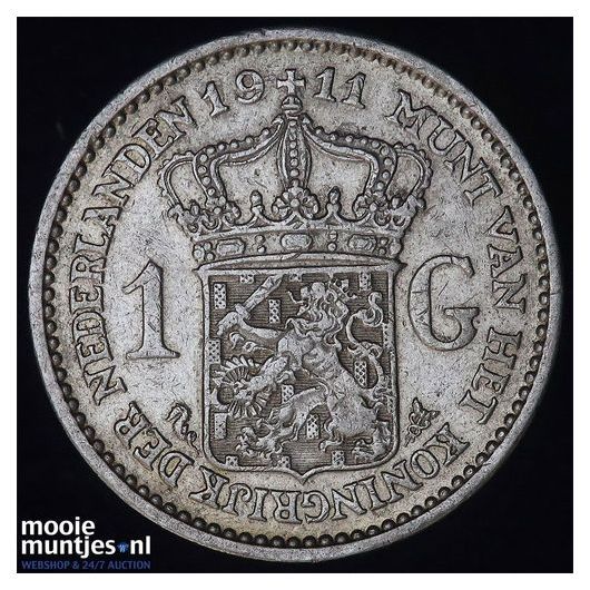 1 gulden - Wilhelmina - 1911 (kant A)