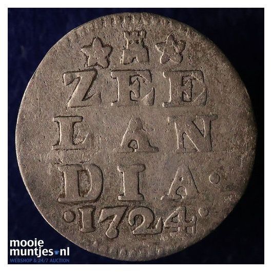 Zeeland - Dubbele wapenstuiver - 1724 (kant A)