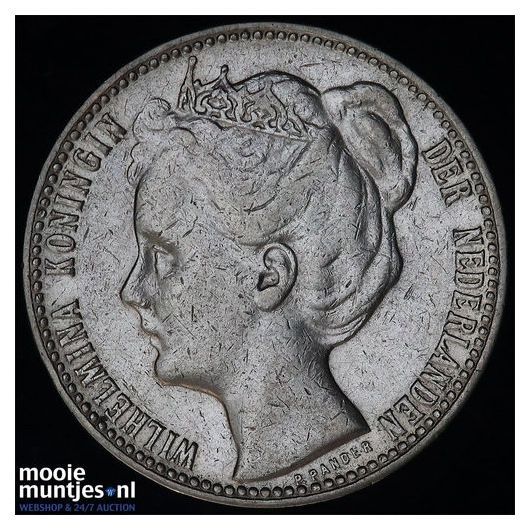 1 gulden - Wilhelmina - 1892 (kant B)