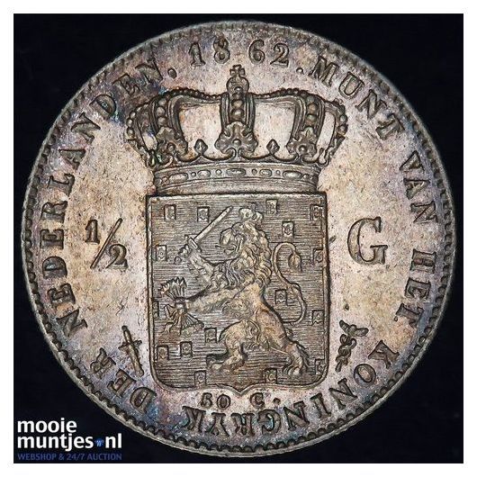 ½ gulden - Willem III - 1861 (kant A)