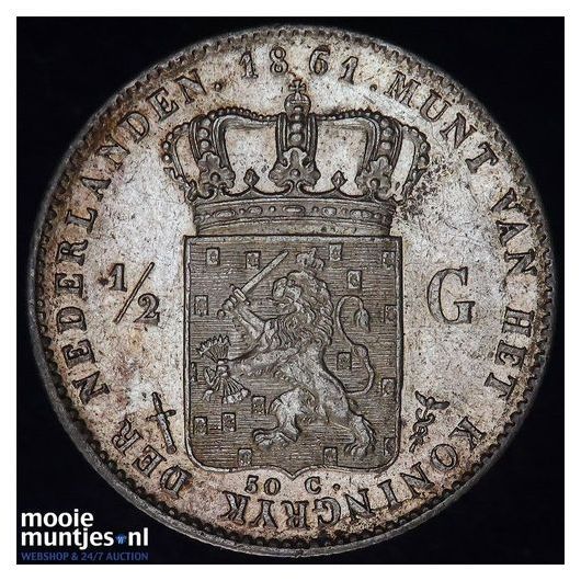 ½ gulden - Willem III - 1861 (kant A)