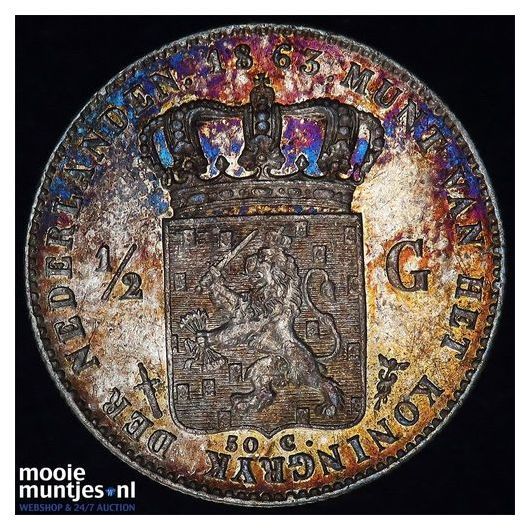 ½ gulden - Willem III - 1861 (kant A)