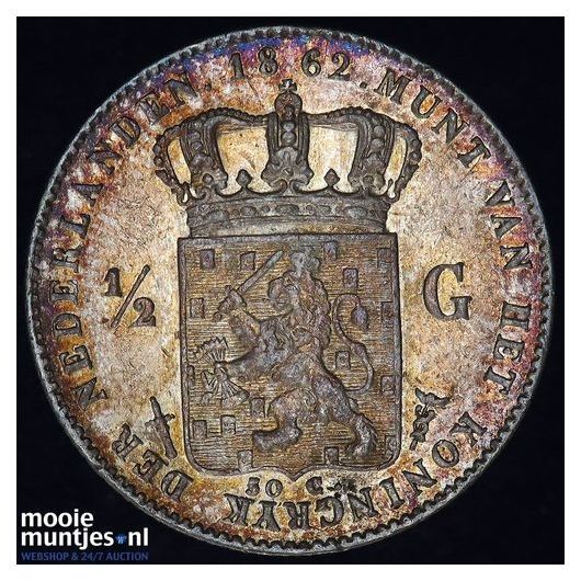 ½ gulden - Willem III - 1861 (kant A)