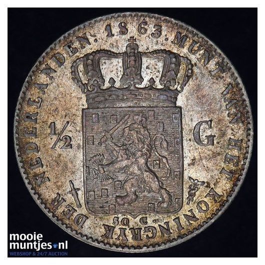 ½ gulden - Willem III - 1861 (kant A)