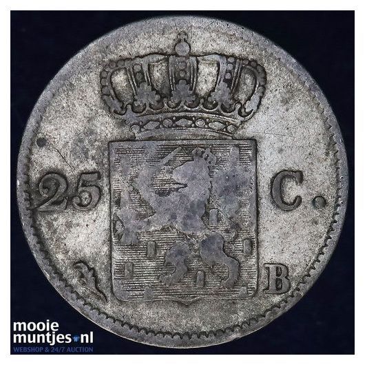 25 cent - Willem I - 1823 over 22 Brussel (kant B)