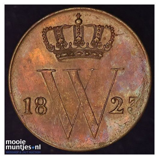 &frac12; cent - Willem I - 1821 Utrecht (kant A)