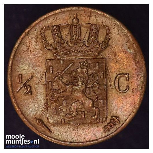 &frac12; cent - Willem I - 1821 Utrecht (kant B)