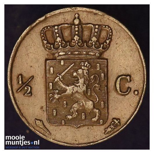 &frac12; cent - Willem I - 1821 Utrecht (kant B)
