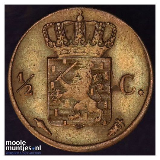&frac12; cent - Willem I - 1821 Utrecht (kant B)