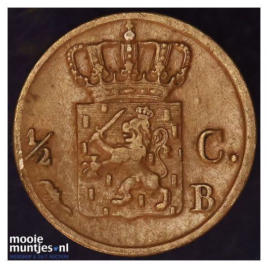 &frac12; cent - Willem I - 1821 Utrecht (kant B)