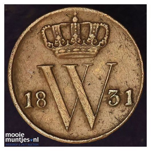 &frac12; cent - Willem I - 1821 Utrecht (kant A)