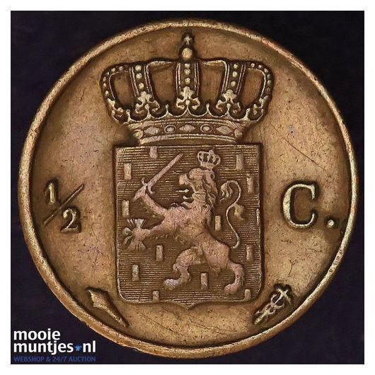 &frac12; cent - Willem I - 1821 Utrecht (kant B)