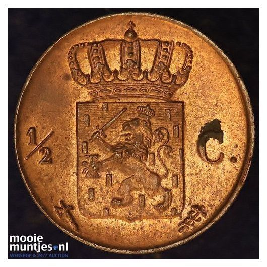 ½ cent - Willem III - 1876 (kant B)